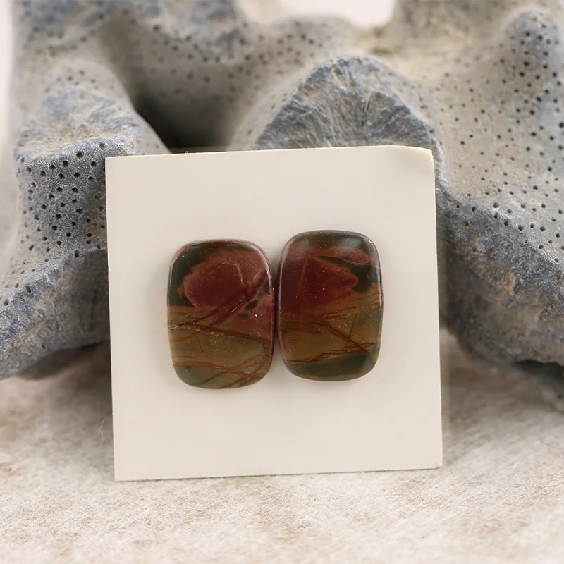 B&F 2PCS Cabochon Natural Multi-Color Picasso Jasper Stone—Loose Gemstone for Jewelry Making  customized—18x12x2mm 3.5g