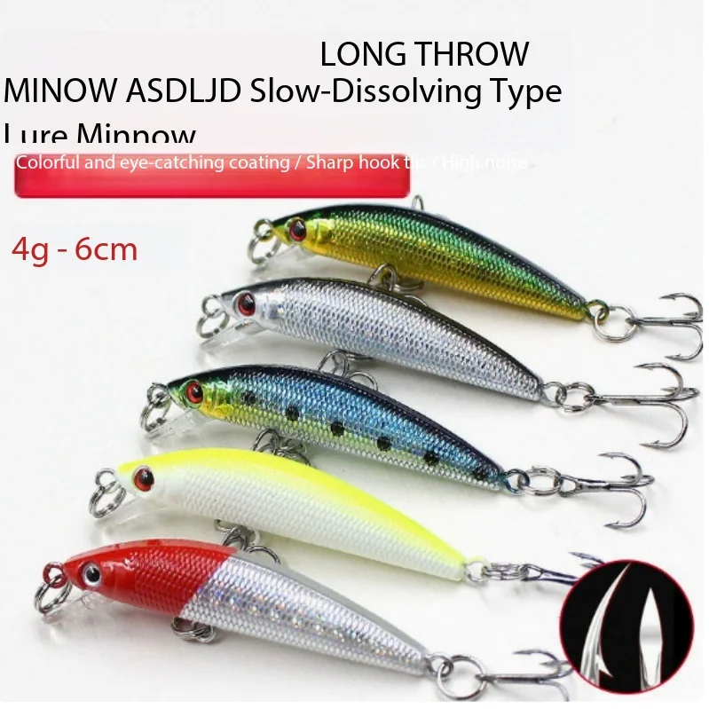 

Micro Slow Sinking Minnow Lure Set 6cm 4g Stream Use Realistic Chub Silver Fish Bass Mandarin Freshwater Fishing Tackle
