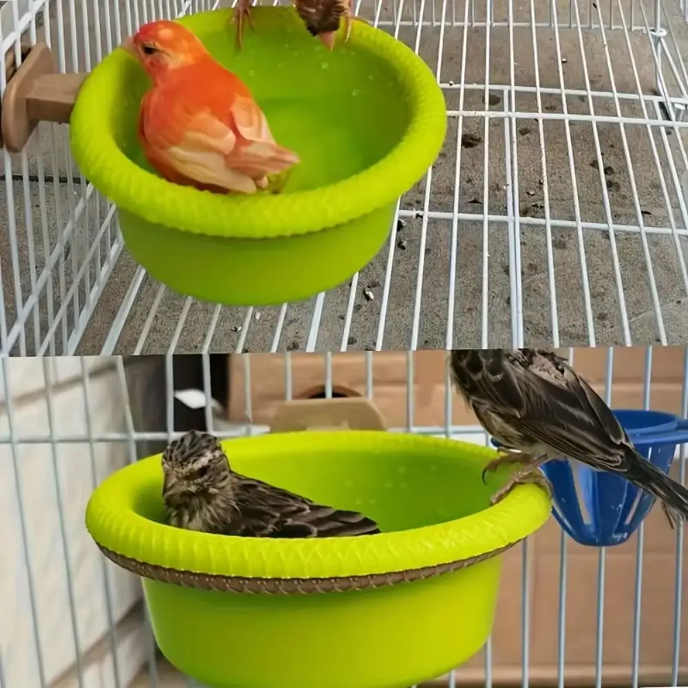 Bacia de Banho Anti-Respingo para Pássaros, Tigela de Água Removível Anti-Tombamento para Papagaios, Copo de Alimentação, Comedouro de Plástico para Animais de Estimação, Plataforma para Alimentação de Animais de Estimação