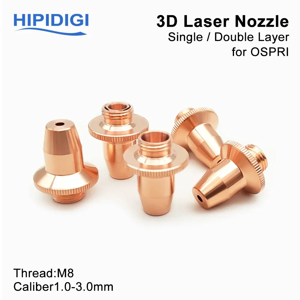 3D Laser Nozzles HSG OSPRI M8 H19 High Speed Cutting Machine Parts FSN08 LC Series Consumable Pure Copper for Cutting Machine