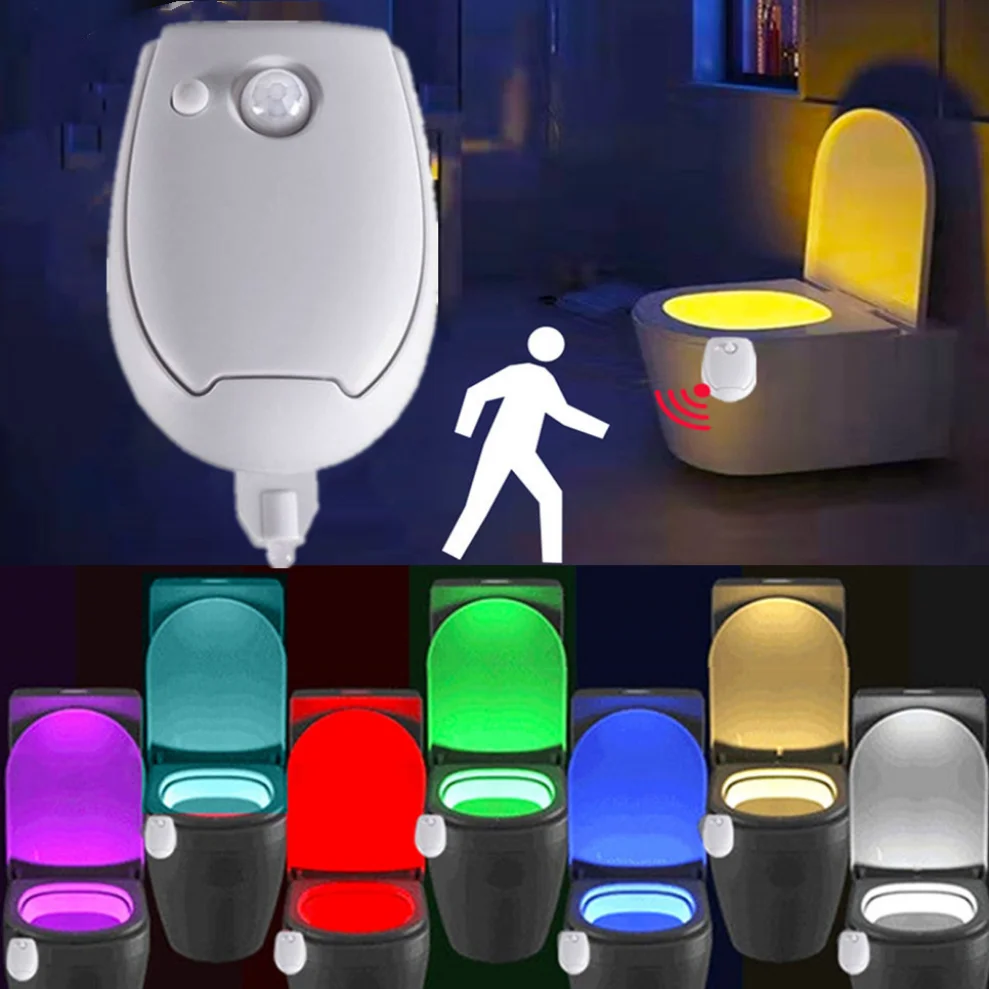 Ldhlm Toilette Nachtlicht Pir Bewegungs sensor Lichter LED Waschraum Nacht lampe 8 Farben Toiletten schüssel Beleuchtung für Badezimmer Waschraum