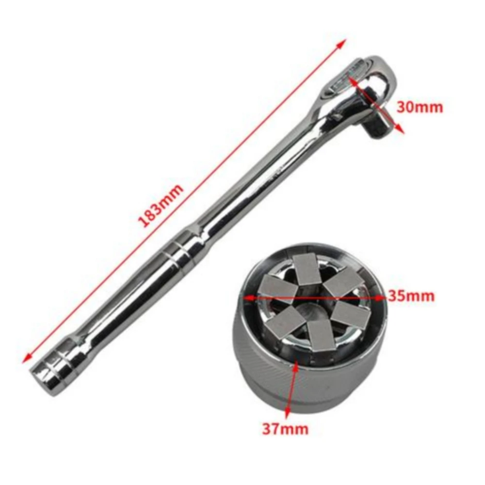 2Pcs Universal Socket Magic Wrench 3/8in Drive 10-19 mm Adjustable Torque Ratchet Socket Adapter Hex Sleeve Converter