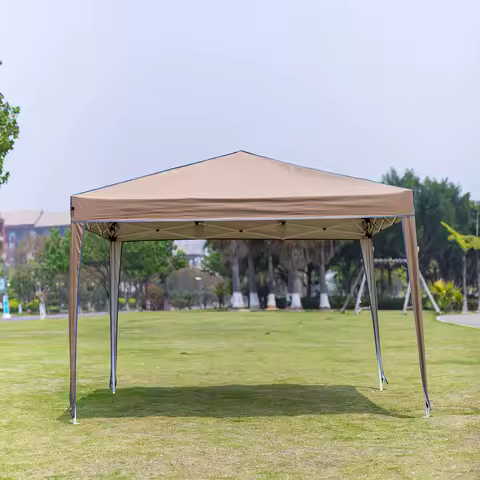 야외 팝업 캐노피 가제보 텐트 해변 캠핑 인스턴트 캐노피 선크림 방수 카키색(2.9 x2.9M)