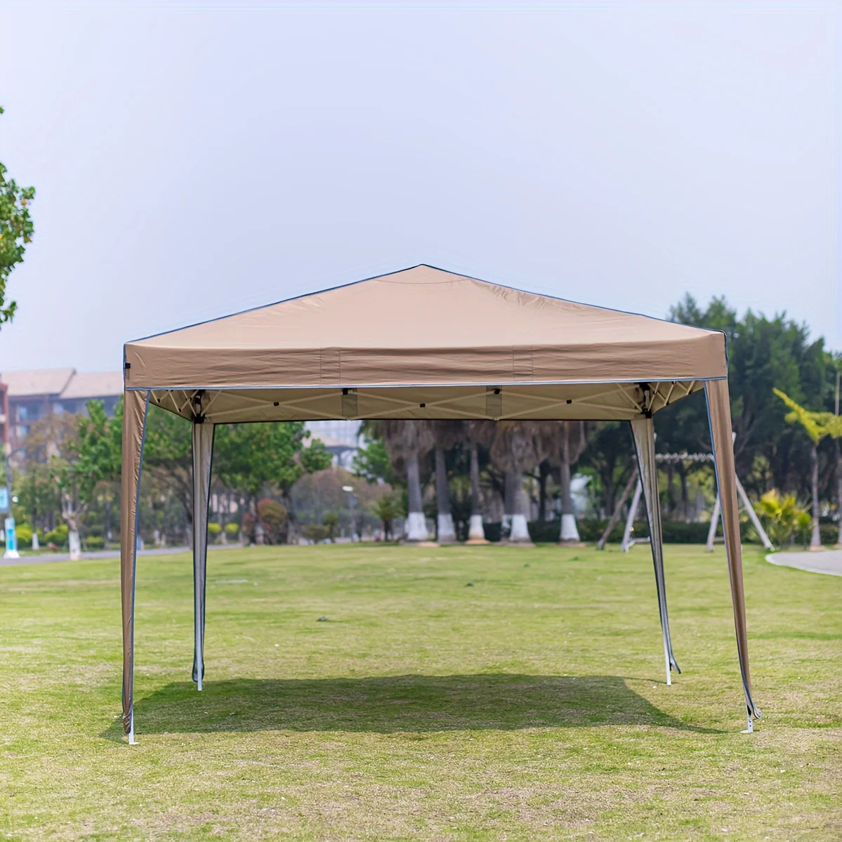 Outdoor pop-up canopy Gazebo Tent beach camping instant canopy Sunscreen  rainproof khaki color  (2.9 x2.9M) 