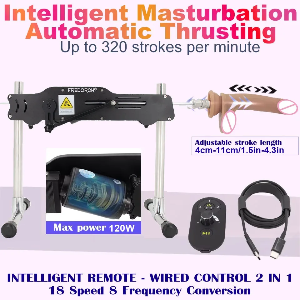 Máquina de sexo silenciosa poderosa com anexos Máquina de masturbação automática Dildo Toys para mulheres e homens, 120W