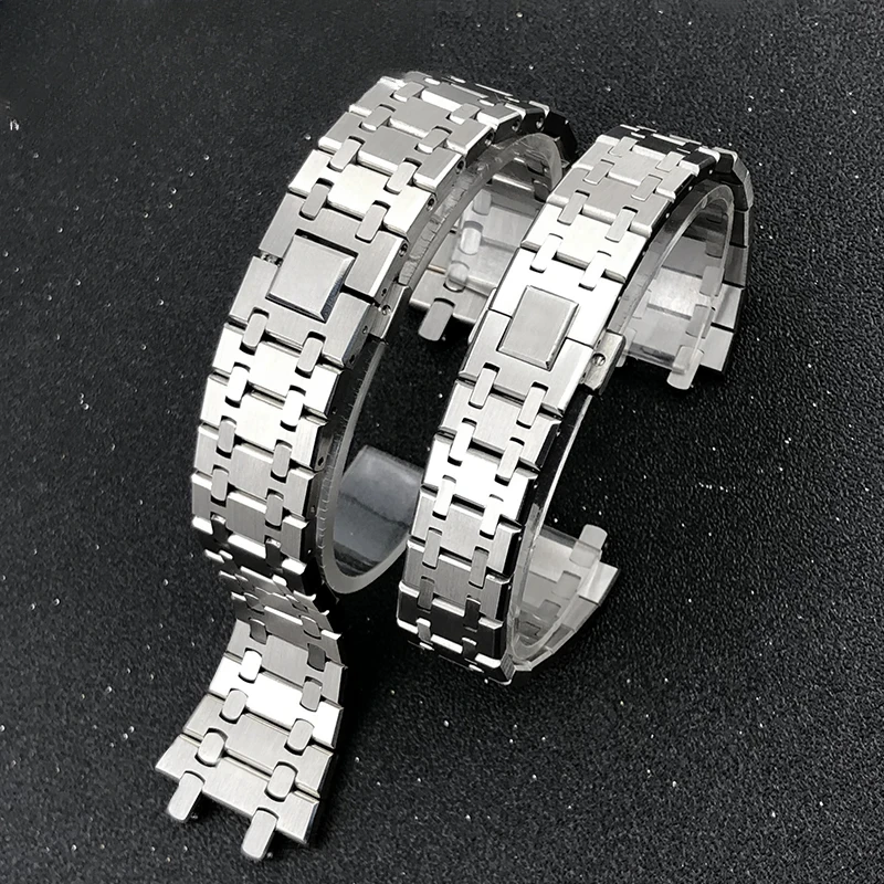 

Ремешок для часов из нержавеющей стали 21 мм, 26 мм, 28 мм, подходит для AP Audemars Piguet Royal Oak 15400 26331 15500, металлический ремешок для часов, складная пряжка