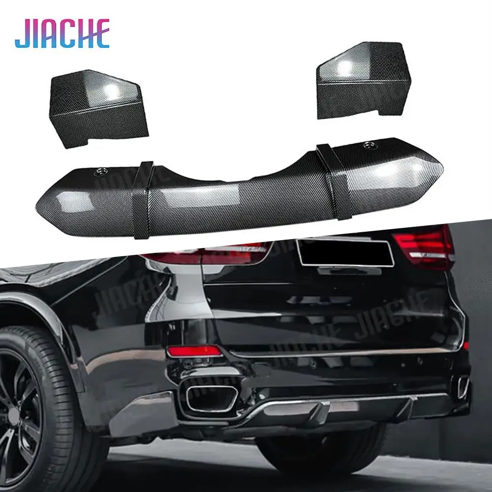 

For BMW X5 F15 M Sport 2014-2018 Car Rear Bumper Diffuser Lip Boot Spoiler Plate Splitter Cover Body Kit Carbon Look