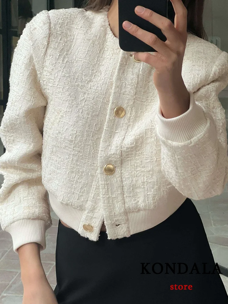 TRAFZA Office Lady Beige Twist Bomber Jackets Women Long Sleeve Buttons Spring Coats Fashion 2024 Elegant Pockets Outwears