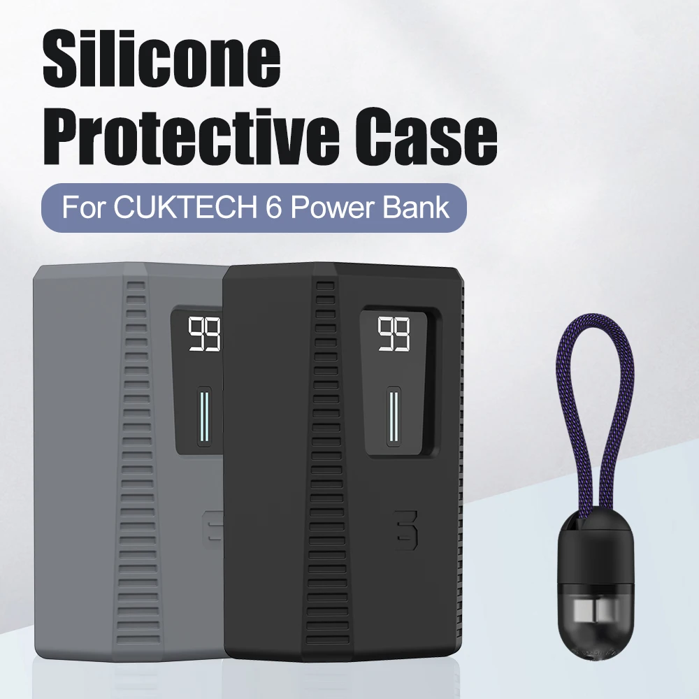 

Silicone Case Shockproof Protective Cover for CUKTECH 6 Power Bank 240W Fast Charging Storage USB C Type C Cable for CUKTECH