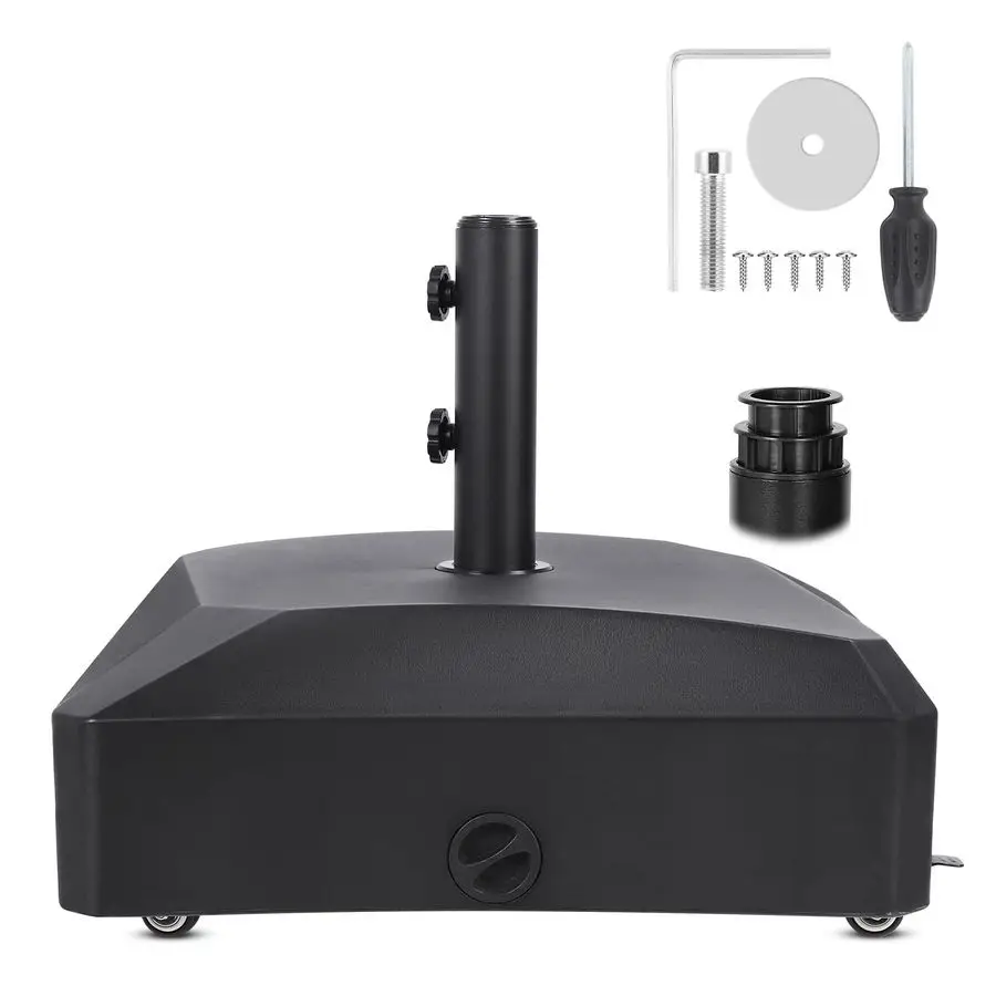 

Усиленное основание для зонта с колесами, квадратное, для патио, террасы, зоны у бассейна, вместимость 20 кг, 2 замка, 2 ручки