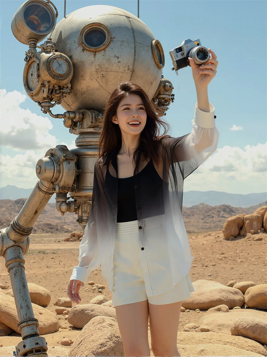 

Прозрачные блузки с градиентом в стиле хип-хоп, элегантные женские топы, летняя мода, клетчатые костюмы, молодежные, омолаживающие, тканые, разноцветные, OL