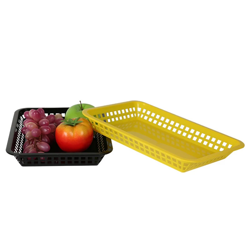 Food Grade Basket Plastic Rectangular French Fries Cake Container Salver Kitchen Picnic Storage Washing Vegetables Fruit Hamper