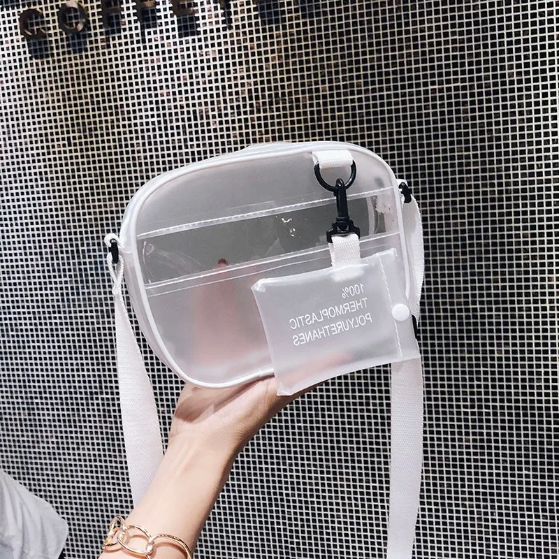 

2023 New Korean Sle Transparent Jelly Square Bag Crossbody Summer Small Bag Coin Phone Bag Simple Faion Ladies Bag