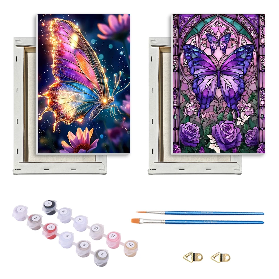 

SDOYUNO Painting Paints By Numbers Easy Draw Oil For Beginner Animals butterfly 20x30cm With Frame Crafts Framed Wall Art Modern