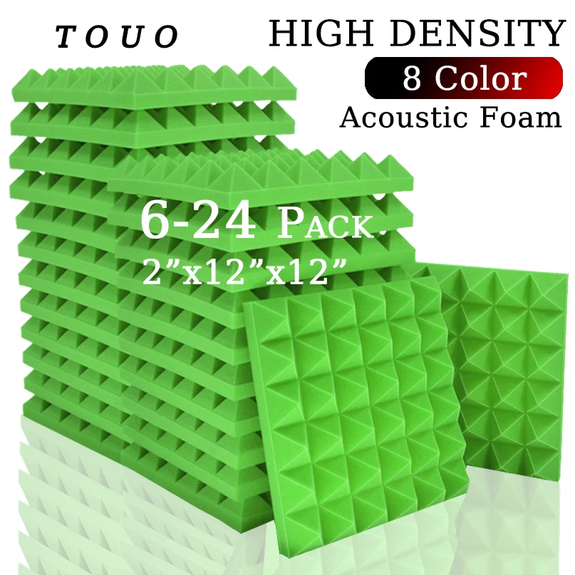 

TOUO Pyramid Acoustic Foam 6/12/24 Pcs Studio High Density Sound Absorbing Material Ceiling Acoustic Treatment Wall Panels