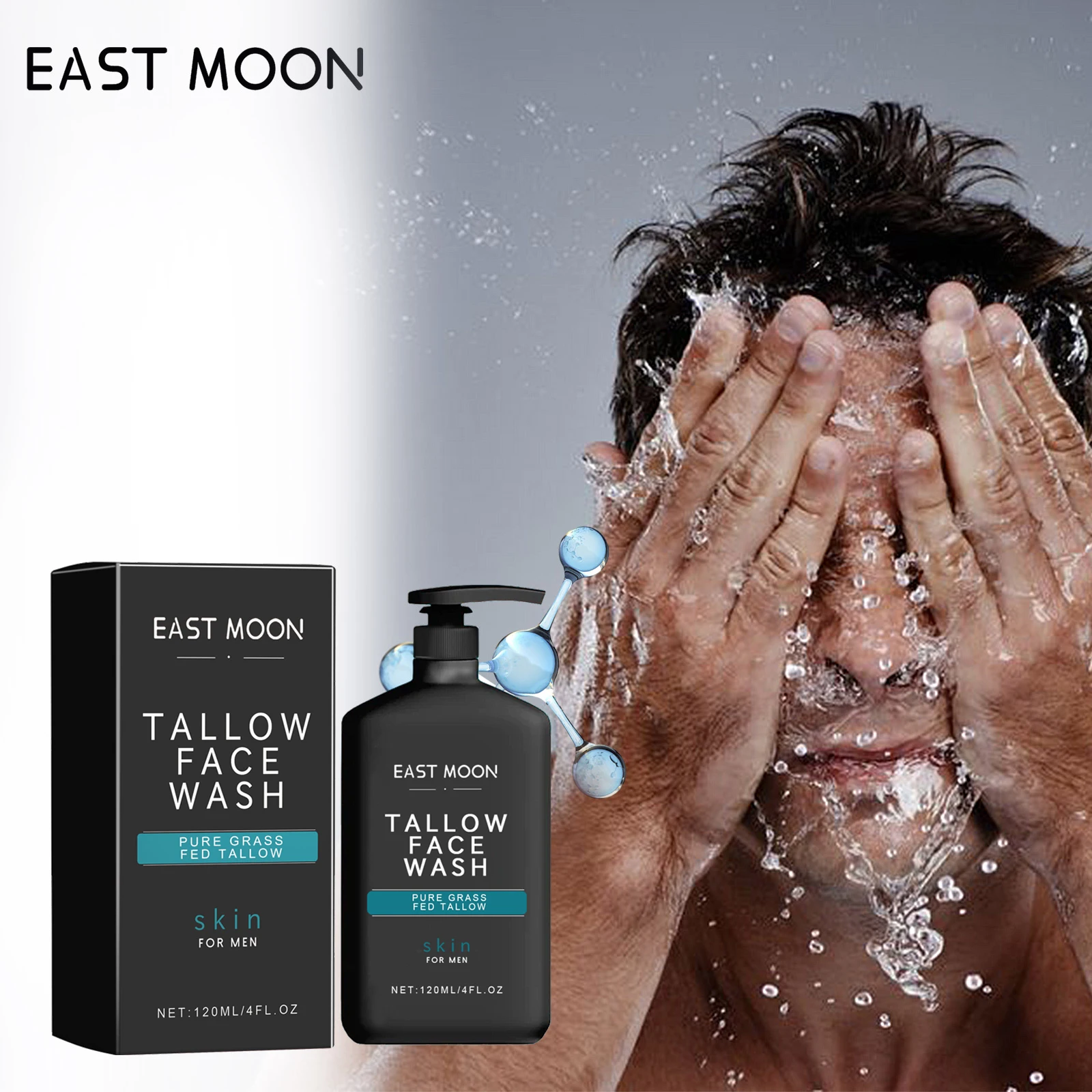 Men's Tallow Facial Cleanser Lotion Remove Acne Blackhead Prevent Clogged Pores Oil Controll Exfoliator Refreshing Facial Cleani