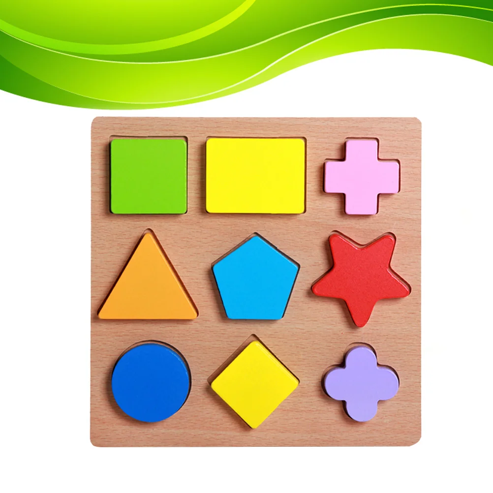 1 set 1 Set Wooden Geometric Shape Puzzle Board Kids Color Recognition Matching Game Educational Math For Toddlers Puzzles