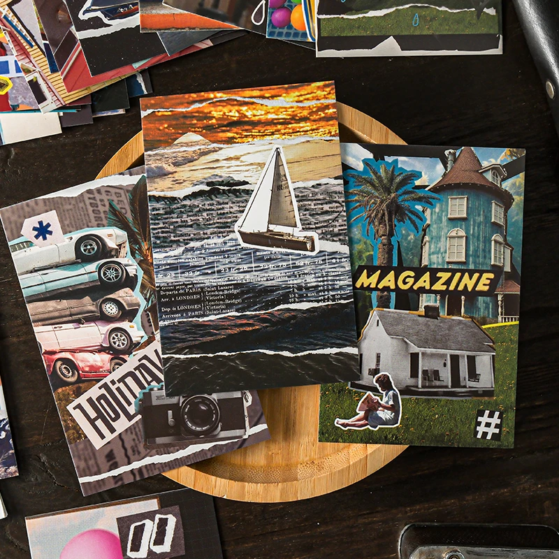 30pcs City Escape Plan Series Ins Student Message Commemorative Card Postcard Creative Collage Scrapbook Aesthetic Craft Paper