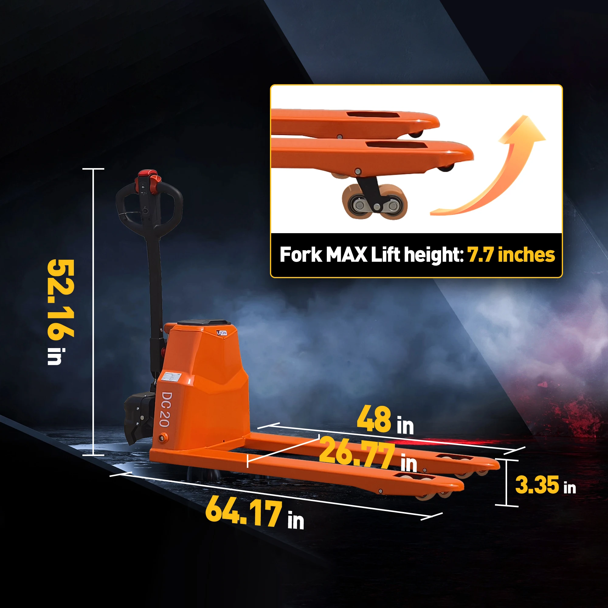 مقبس البليت الكهربائي 4400LBS فعال ومتين مع بطارية ليثيوم 48 بوصة × 27 بوصة 48 فولت للتخزين الداخلي #6