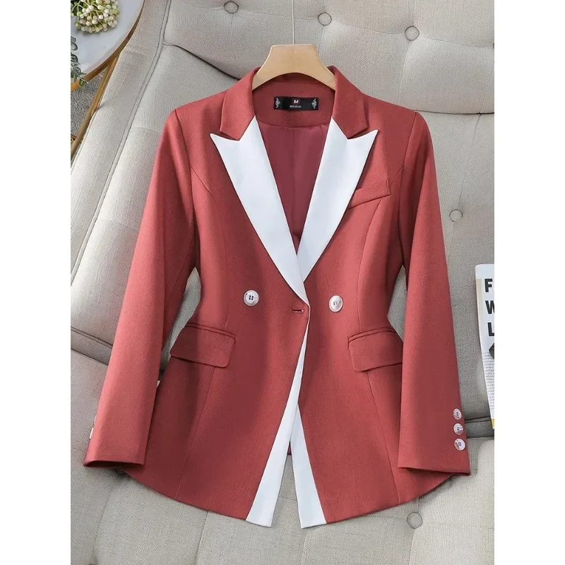 Casaco feminino de manga comprida, blazer feminino, amarelo, vermelho, azul, roupa de trabalho de negócios, jaqueta feminina, moda, outono, inverno