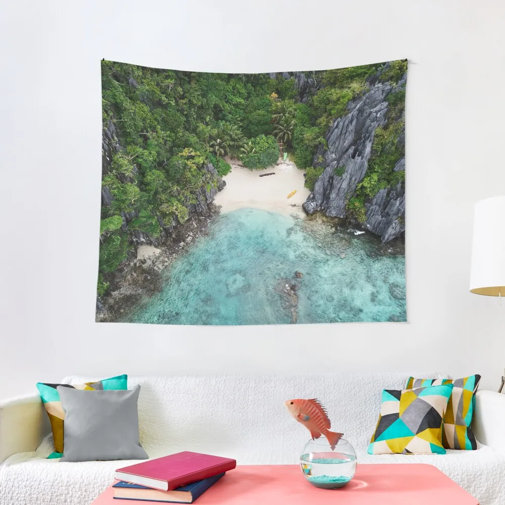 

Isolated Beach in The Philippines Islands Tapestry Wall Art Room Decorating Aesthetic Tapestry