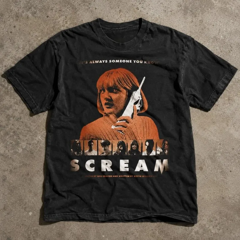 Shocking Scream Retro T-shirt Horror Movie T-shirt Men's T-shirt Summer New Style Unisex High Street T-shirt