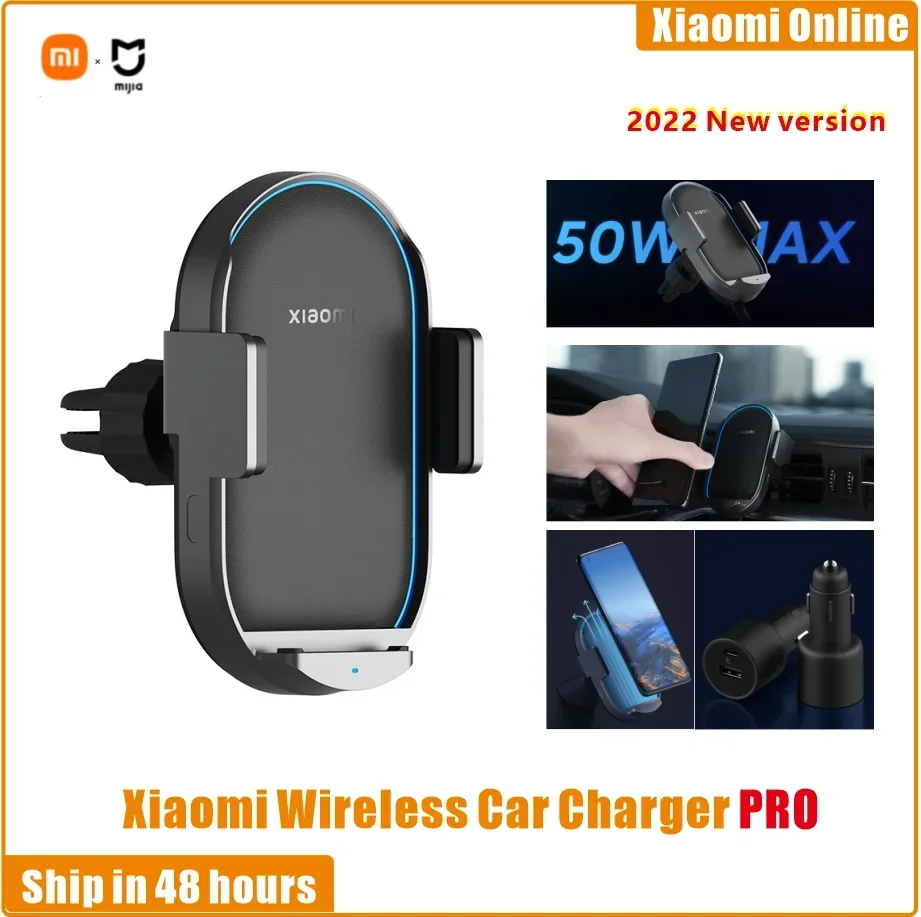 Used Xiaomi Mijia Wireless Car Charger Pro 50W Max Automatic Sensor Stretching Fast Charging Holder For Car Phone