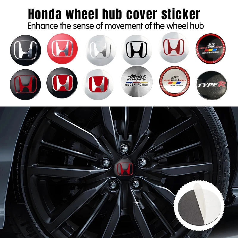 4pcs 56mm Car Wheel Hub Center Caps Cover Emblem For Honda Mugen TypeR Fit Jazz GK5 Civic Type-R CRV Pilot Accord City HRV XRV