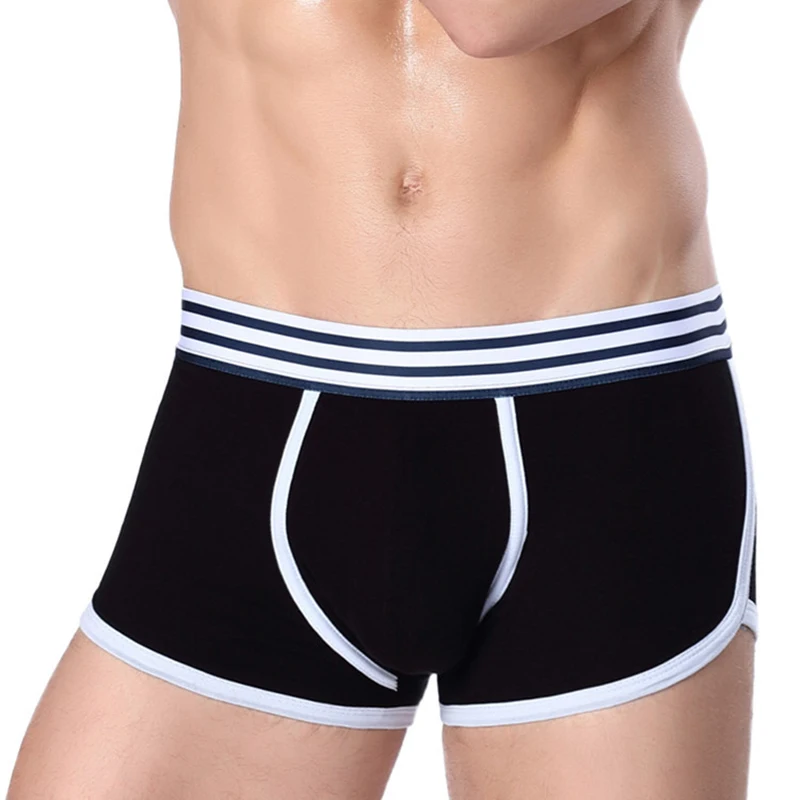 Men Soft Underpants Trunks Cotton High Quality Underwear U Convex Pouch Panties Cueca Mid Waist Breathable Boxer Shorts Homme