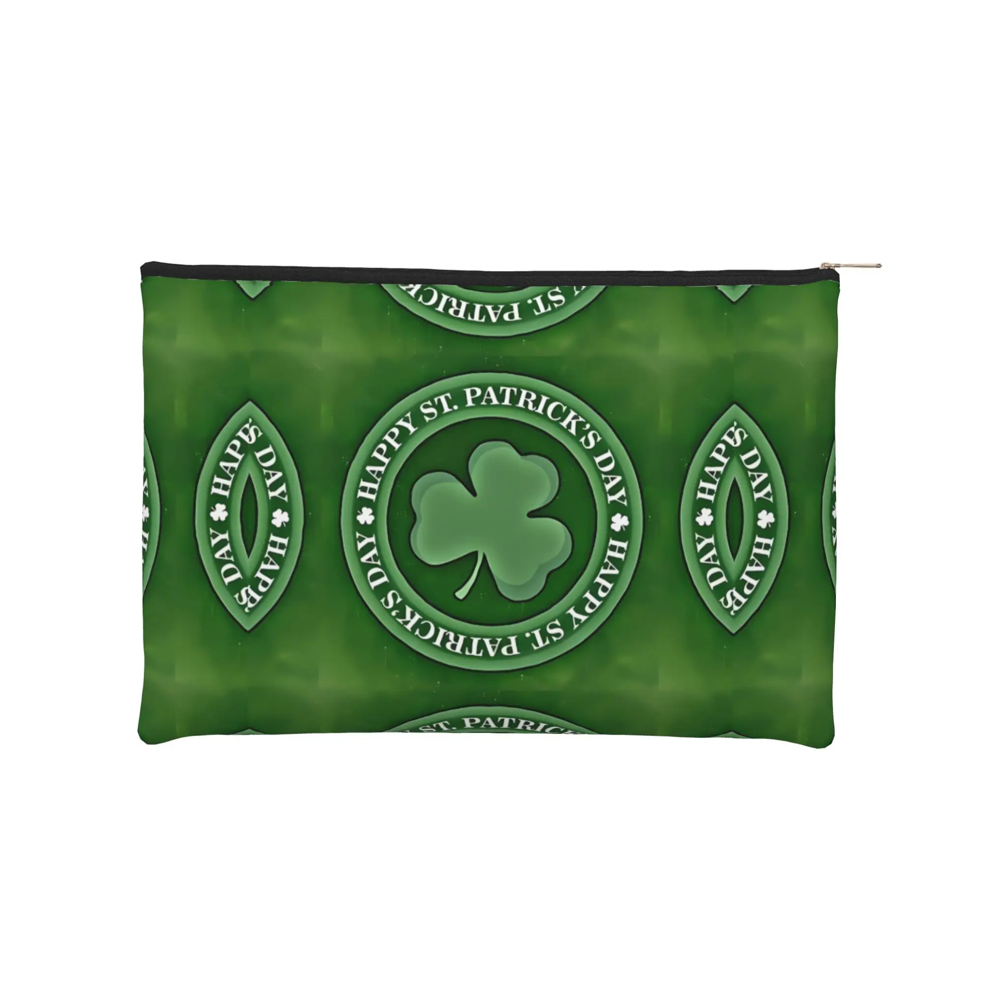 Foldable St Patricks Day Happy Makeup Bag Toiletry Bag with Zipper Travel Cosmetic Pouch