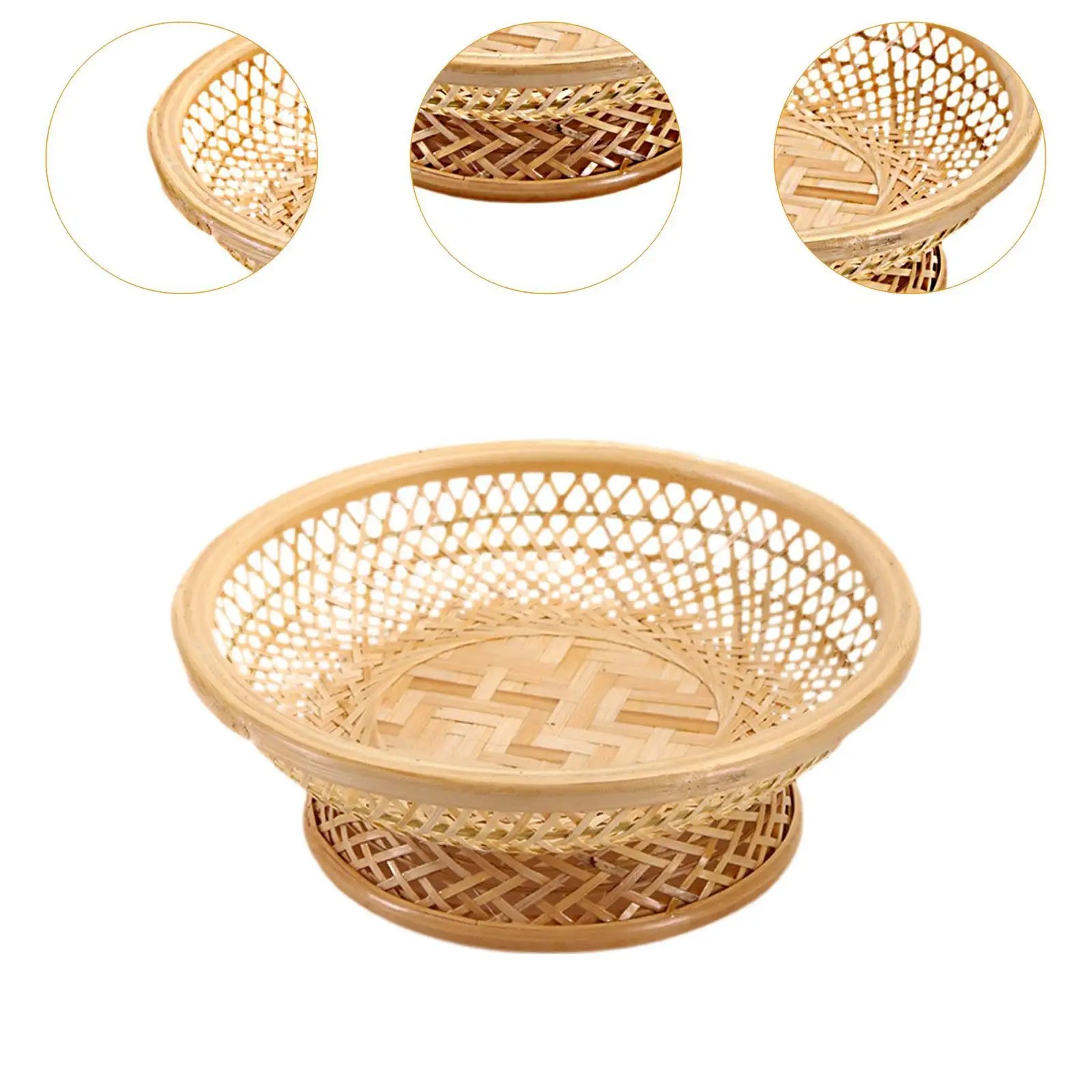 Dry Fruit Plate Table Storage Basket Holder Breakfast Basket Multipurpose Woven Tray Woven Bread Basket for Desk Restaurant