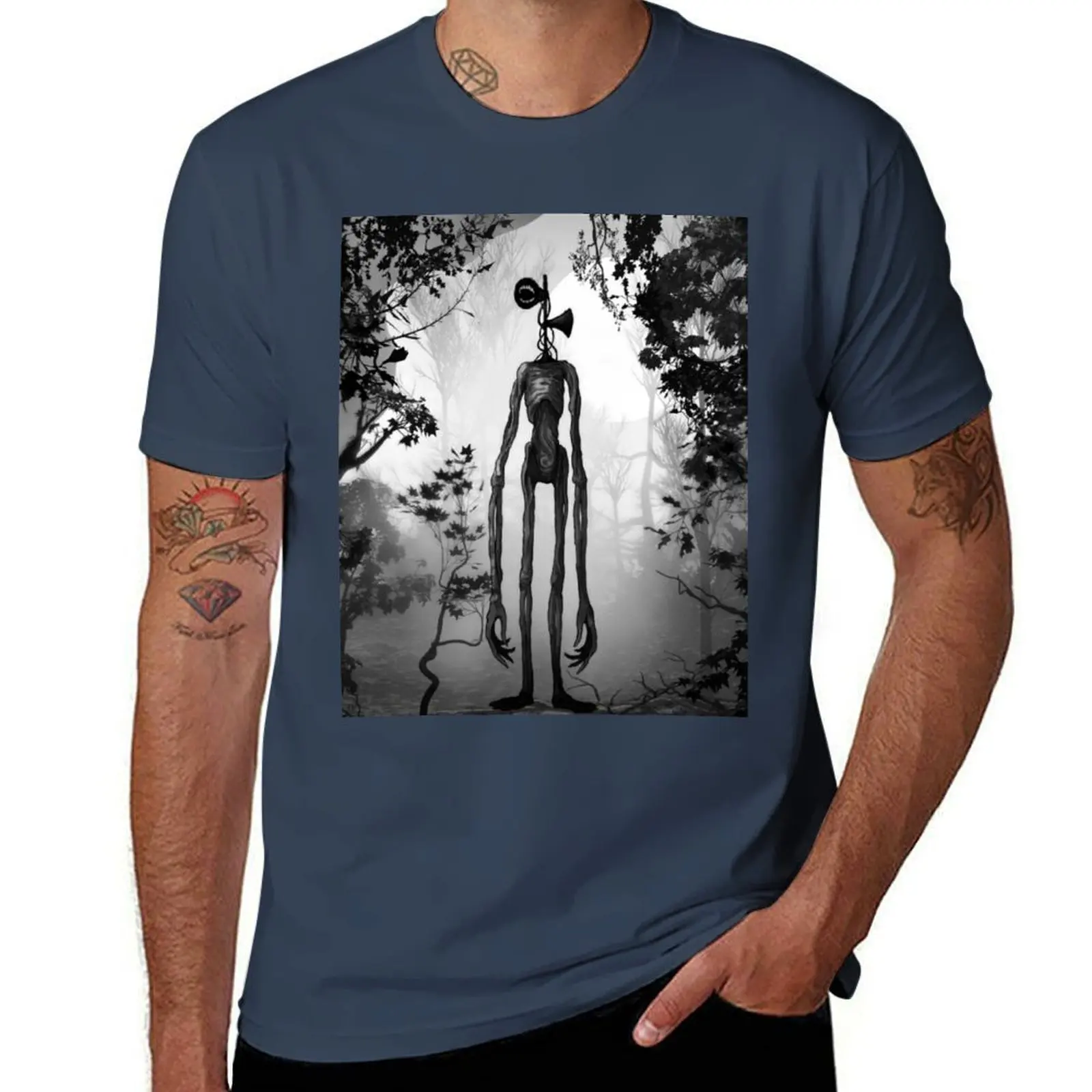 

Siren head in black forest T-Shirt cotton t shirts man 100% man t shirts cotton T-Shirt