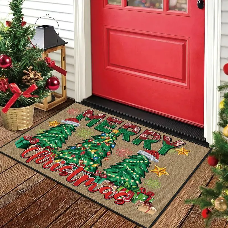 VIKAMA Fall Door Mat Pumpkin Maple Leaf Print Welcome Rug Non Slip For Entryway Front Door Indoor Outdoor Holiday Home Decor