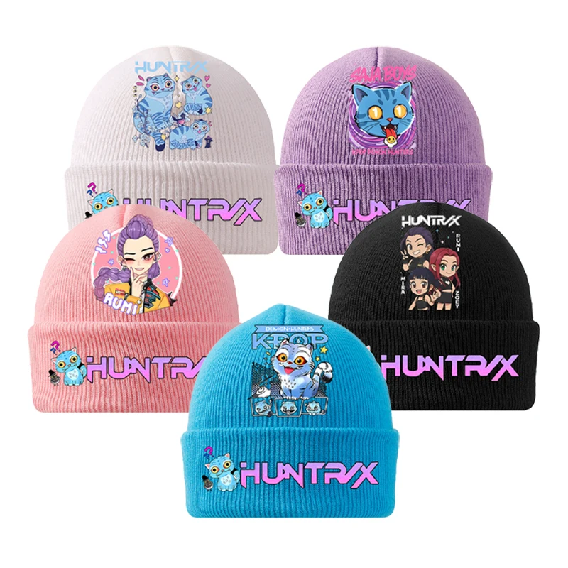 

KPop Demon Hunters Children's Knitted Hat Winter Comfortable Warm Windproof Hat Cartoon Pattern Hat Children's Birthday Gift