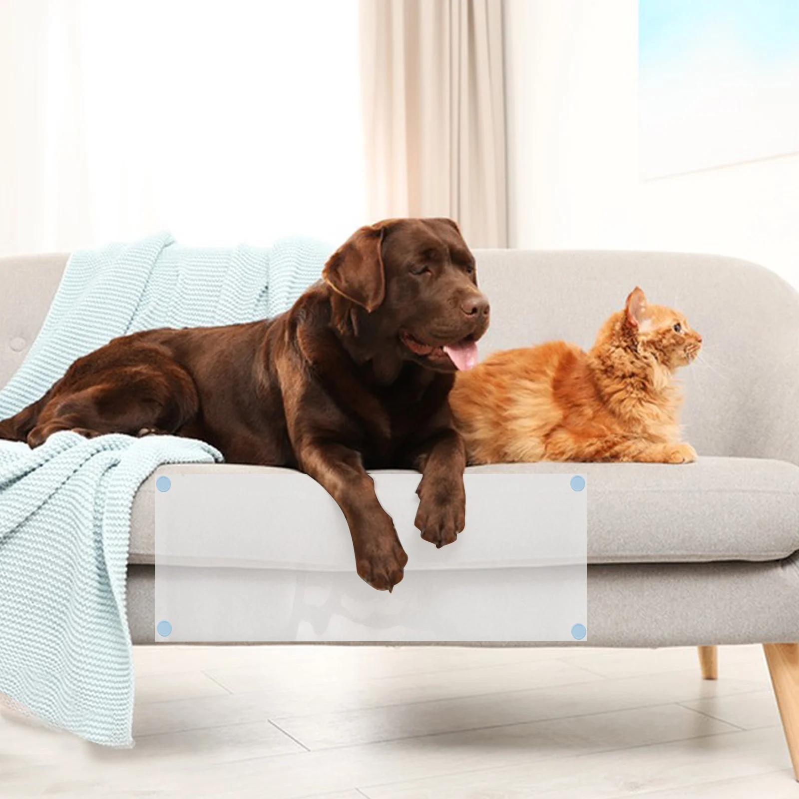 

4Pcs PVC Self Adhesive Cat Scratch Protection Tape Strong Adhesive Cuttable for Sofa Wall Corner and Furniture