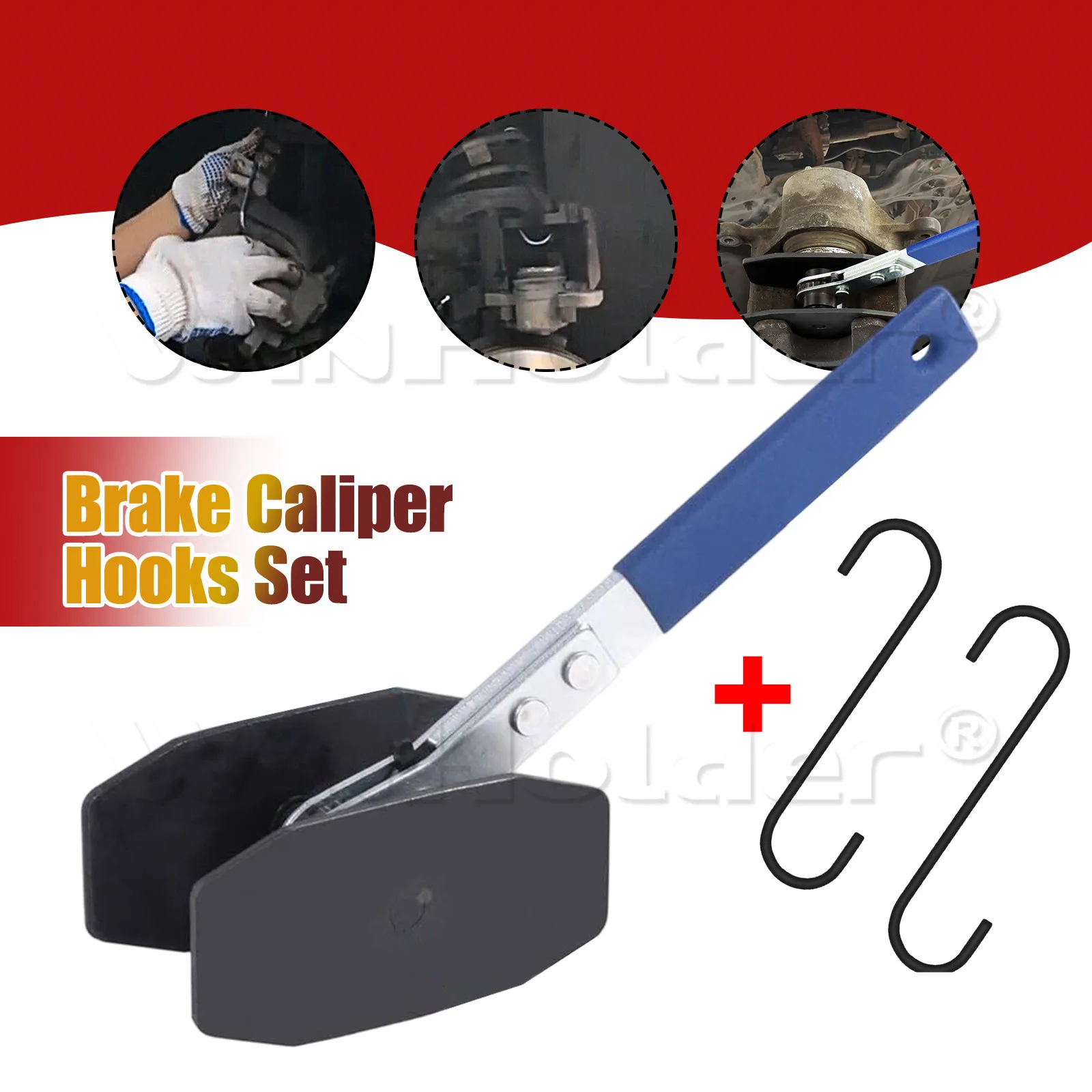 

Garage Brake Caliper Press Pistons Install Tool Ratchet Brake Piston Wrench Caliper Compression Tool Includes 2pcs Hooks