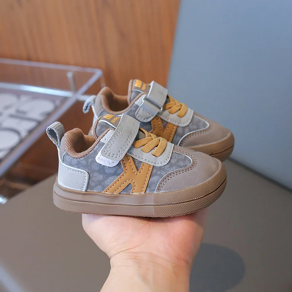 

Эргономичные кроссовки из искусственной кожи для мальчиков и девочек, кроссовки на мягкой подошве, детская прогулочная обувь, водонепроницаемая детская весенняя спортивная детская обувь