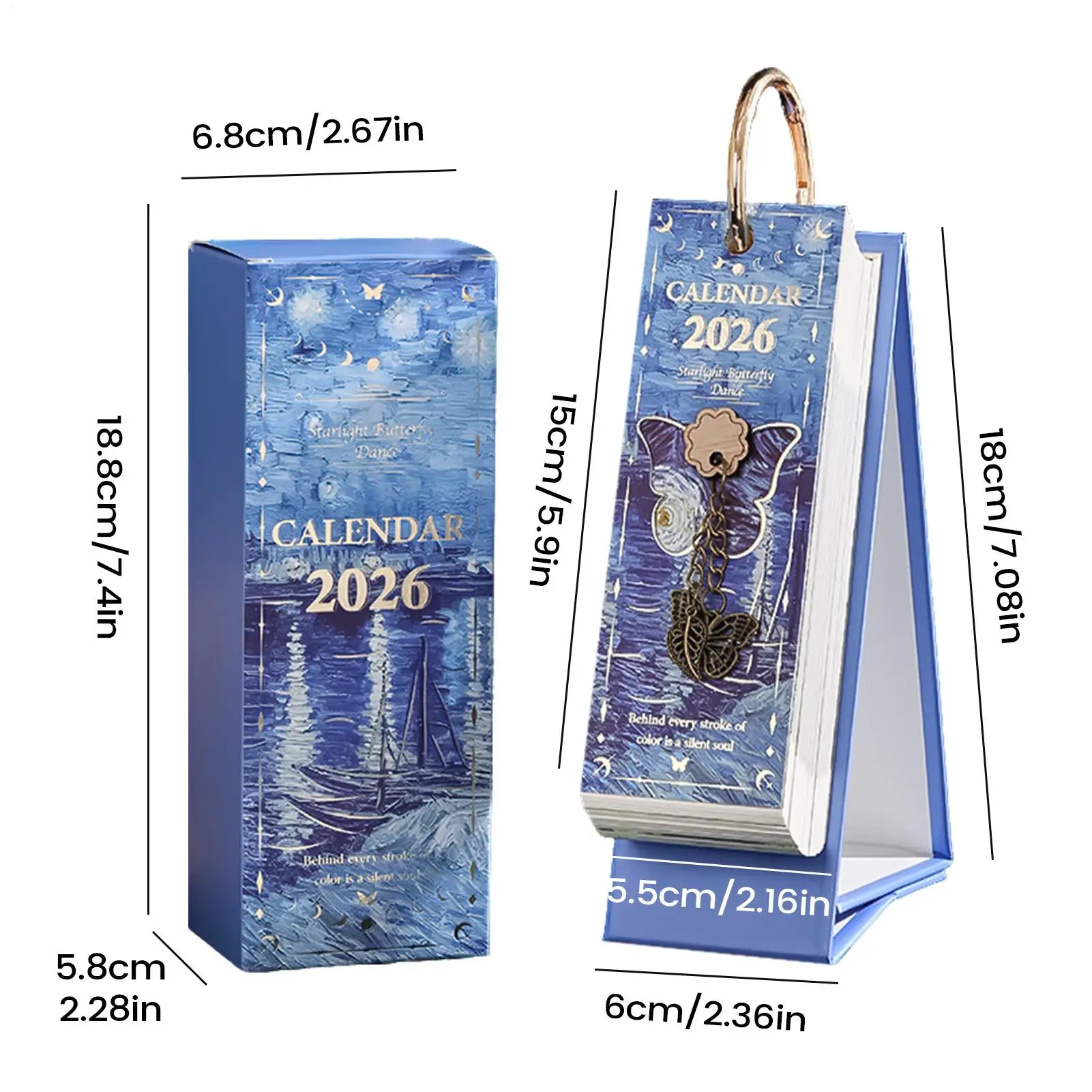 Calendario da tavolo 2026 Pittura a olio da 365 giorni Calendario artistico decorativo giornaliero per ingresso Desktop Soggiorno Ufficio