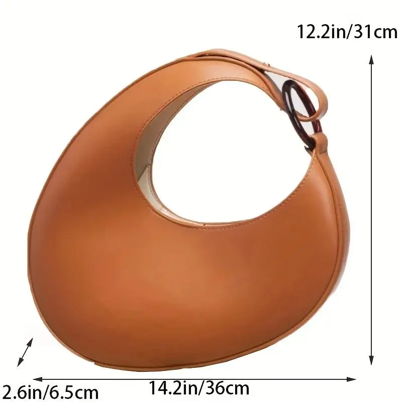 Niche Design Oval Shoulder Bag Minimalist Hobo Bag For Women Stylish Solid Color Handbag Shopping