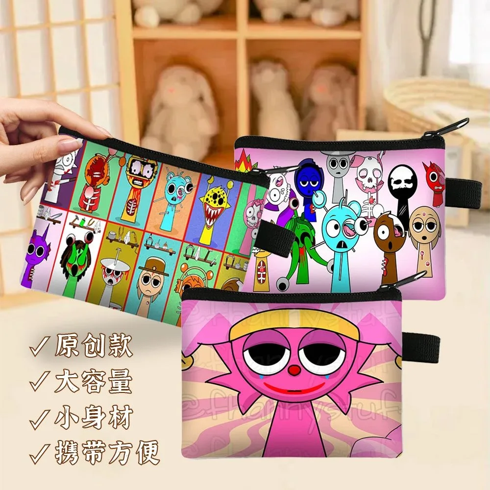 Kawaii sprunki moeda dos desenhos animados puro anime impressão saco de armazenamento carteira das crianças titular do cartão requintado bonito presente aniversário