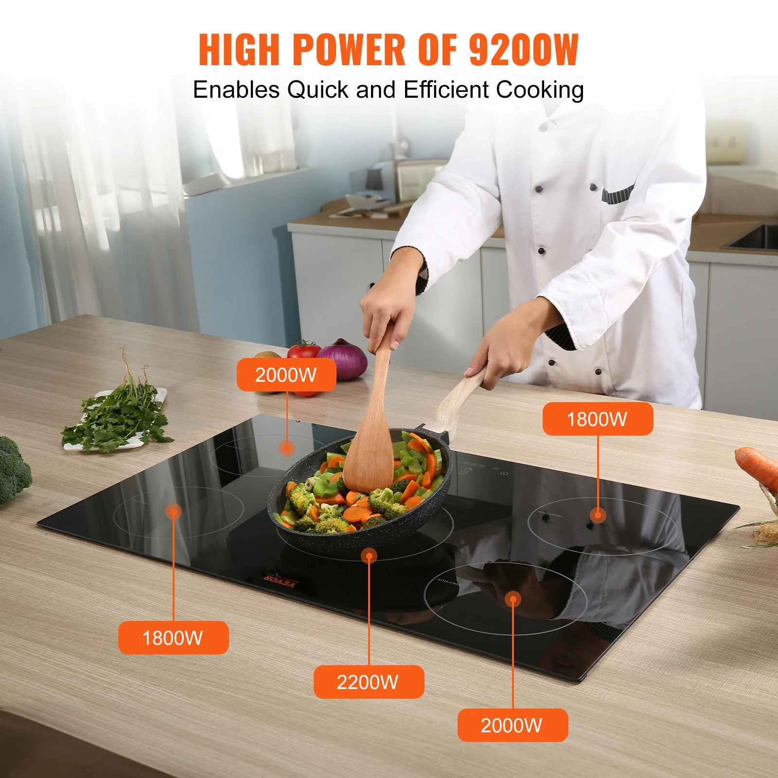 30 36 Inch 5 Burners Built-in  Induction Cooktop Hob Sensor Touch Control Magnetic Induction Cooker