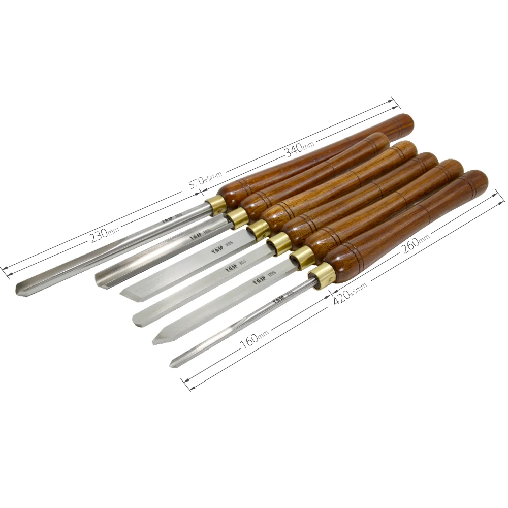 TASP 6pcs HSS Woodturning Tools Set Spindle Roughing Bowl Gouge Parting Tool Scraper Skew Chisel for Woodworking Turning Lathe