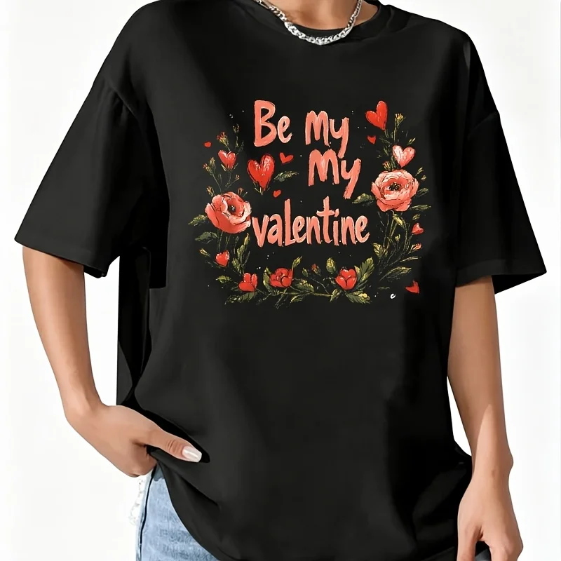 My Lover Heart Shaped Lover Fancy Clothes Women's 100% Cotton T-Shirt Fun Print Short Sleeve Top Casual Round Neck Tee S-5Xl