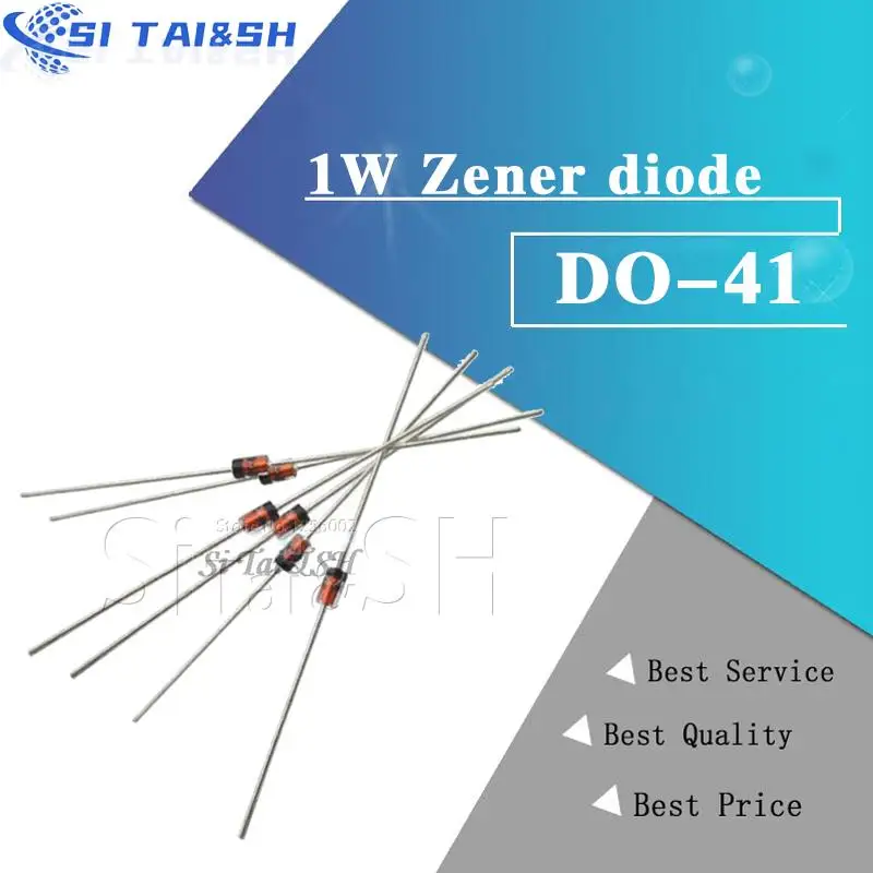 100pcs 1W Zener diode DO-41 3V3V33V6 3V9 4V3 4V7 5V1 5V6 6V2 6V8 7V5 8V2 9V1 10V 11V 12V 13V 15V 1N4733A 1N4742A 1N4728A 1N4754A