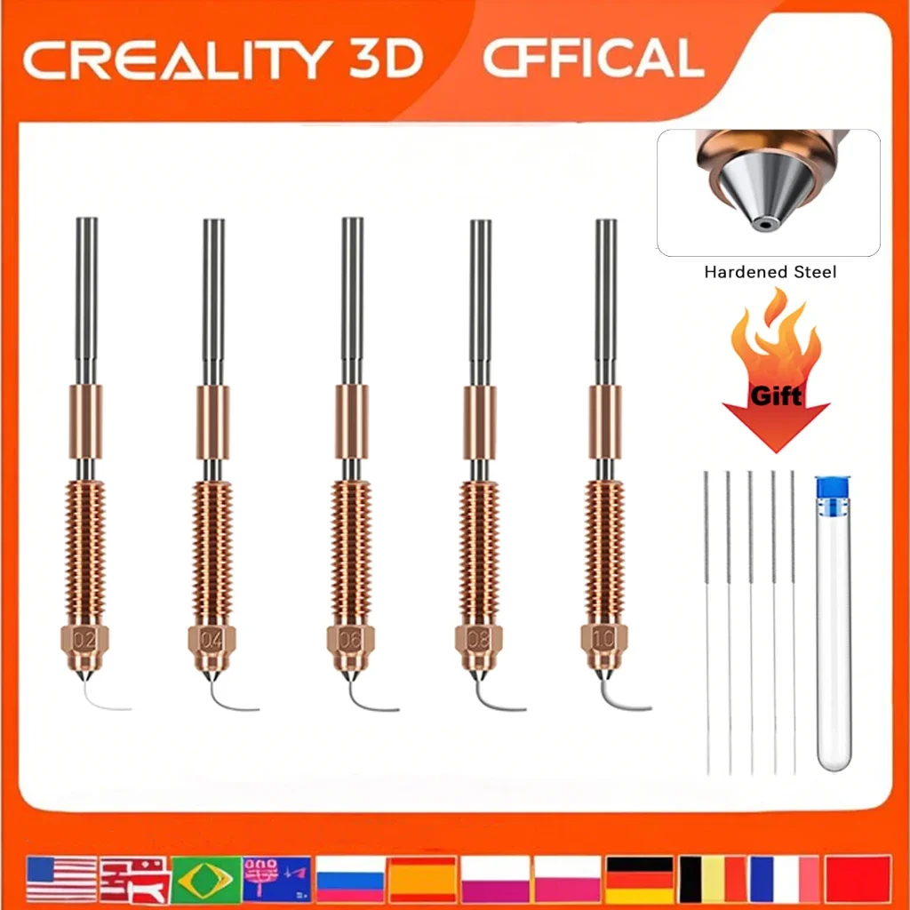 

Комплект насадок Creality K1C Unicorn, быстросменное сопло 0,4 мм, сопло из закаленной стали для 3D-принтера K1/Ender 3 V3/Ender 3 V3 Plus