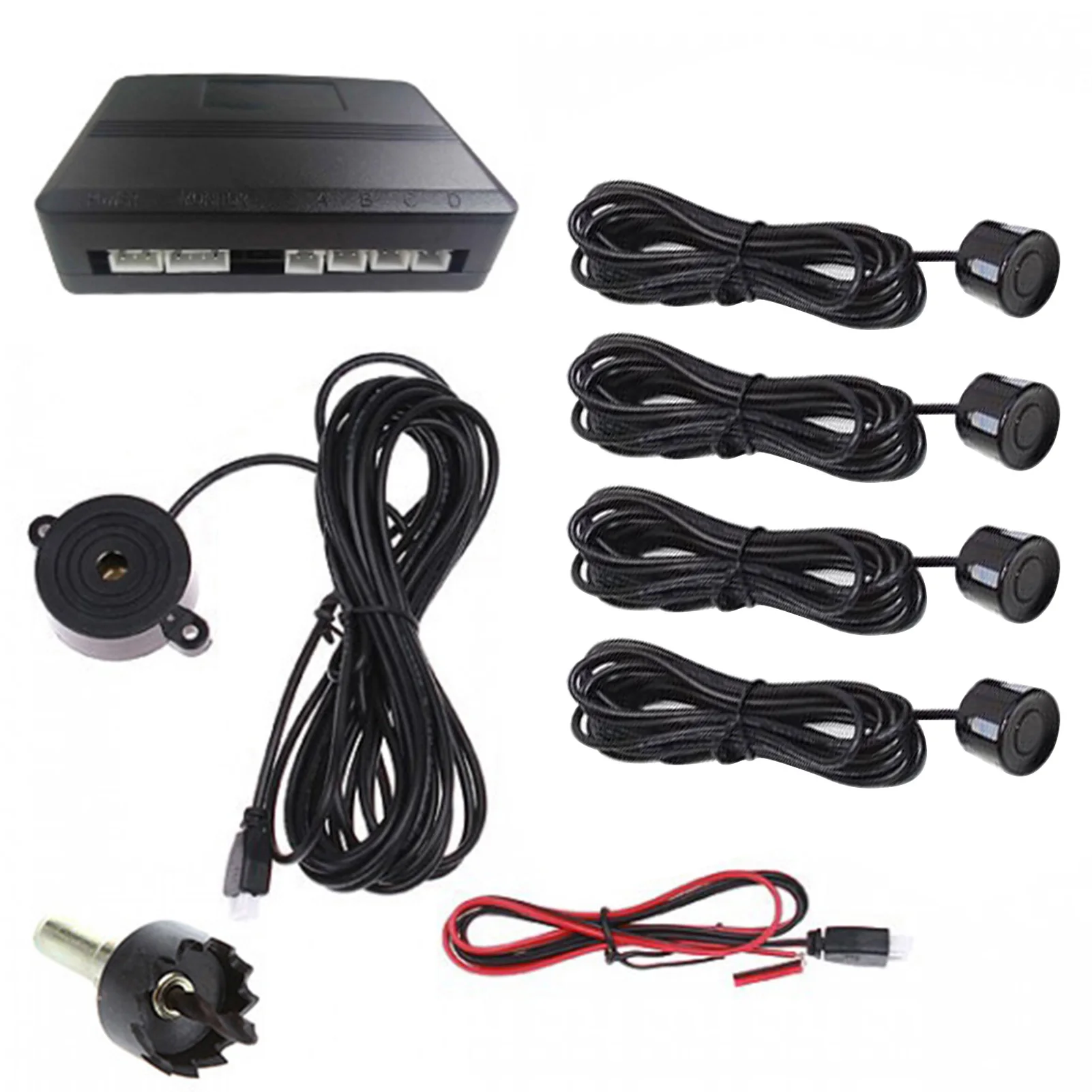 Car Reverse Parking Radar System Car Parking Reverse Backup Radar Sound Alert Backing Radar with 4 Parking Sensors Voice Alert