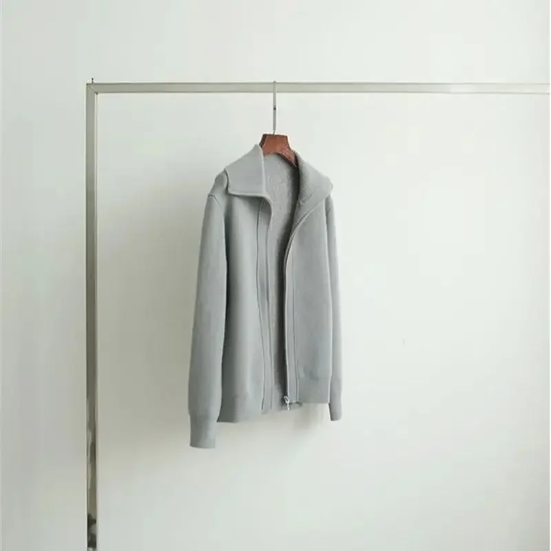 Autumn New Zipper Knit Sweater Women Causal Comfortable Womens Cashmere Cardigan Turtleneck Wool Knitwear