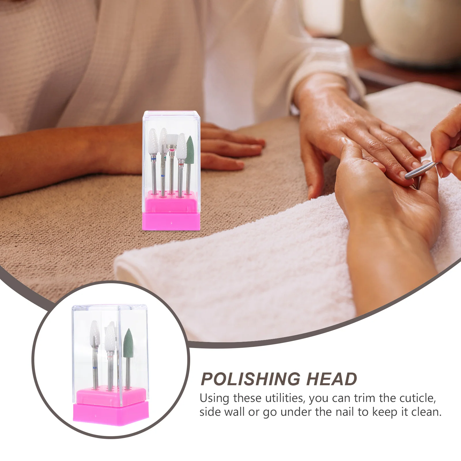 7pcs Manicure Polishing Heads Nail Grinding Tool For Cuticle Care Pedicure Drill Bit Set Sanding File Bits Polisher Accessory