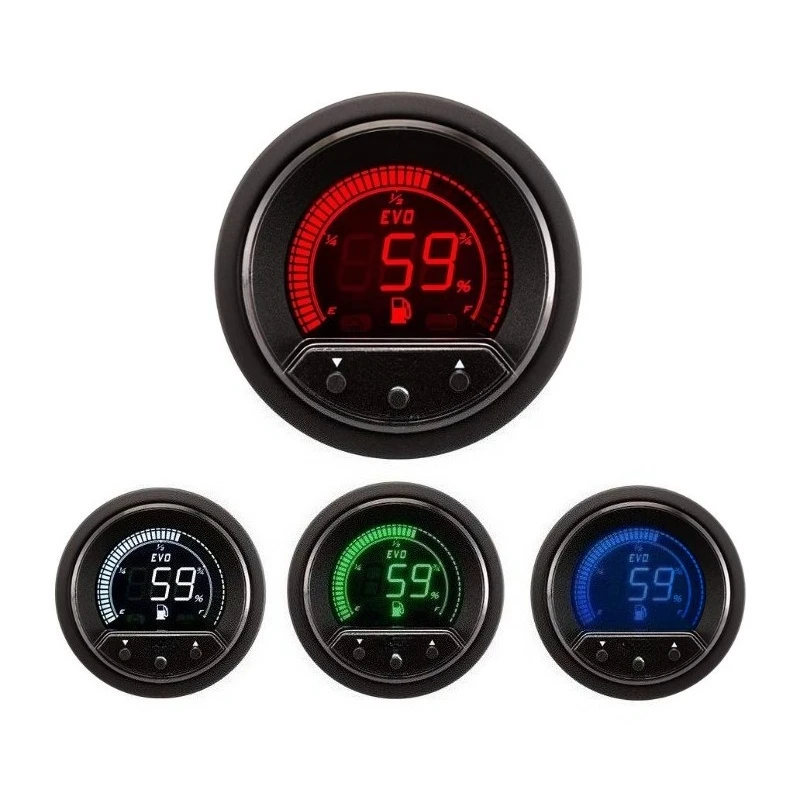 

52mm Electrical Fuel Level Gauge LED Display Programmable Low Fuel Warning Peak Recall 4 Color Backlight with Wiring Mount