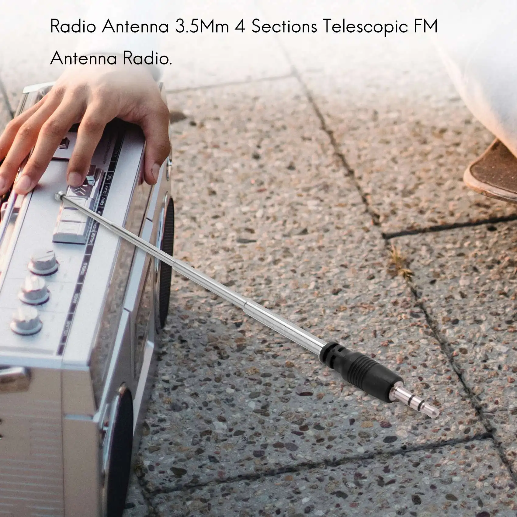 Telescópica FM Antena de Rádio para Celular, Equipamento de Áudio, Mp3, Mp4, 3,5mm, 4 Seções